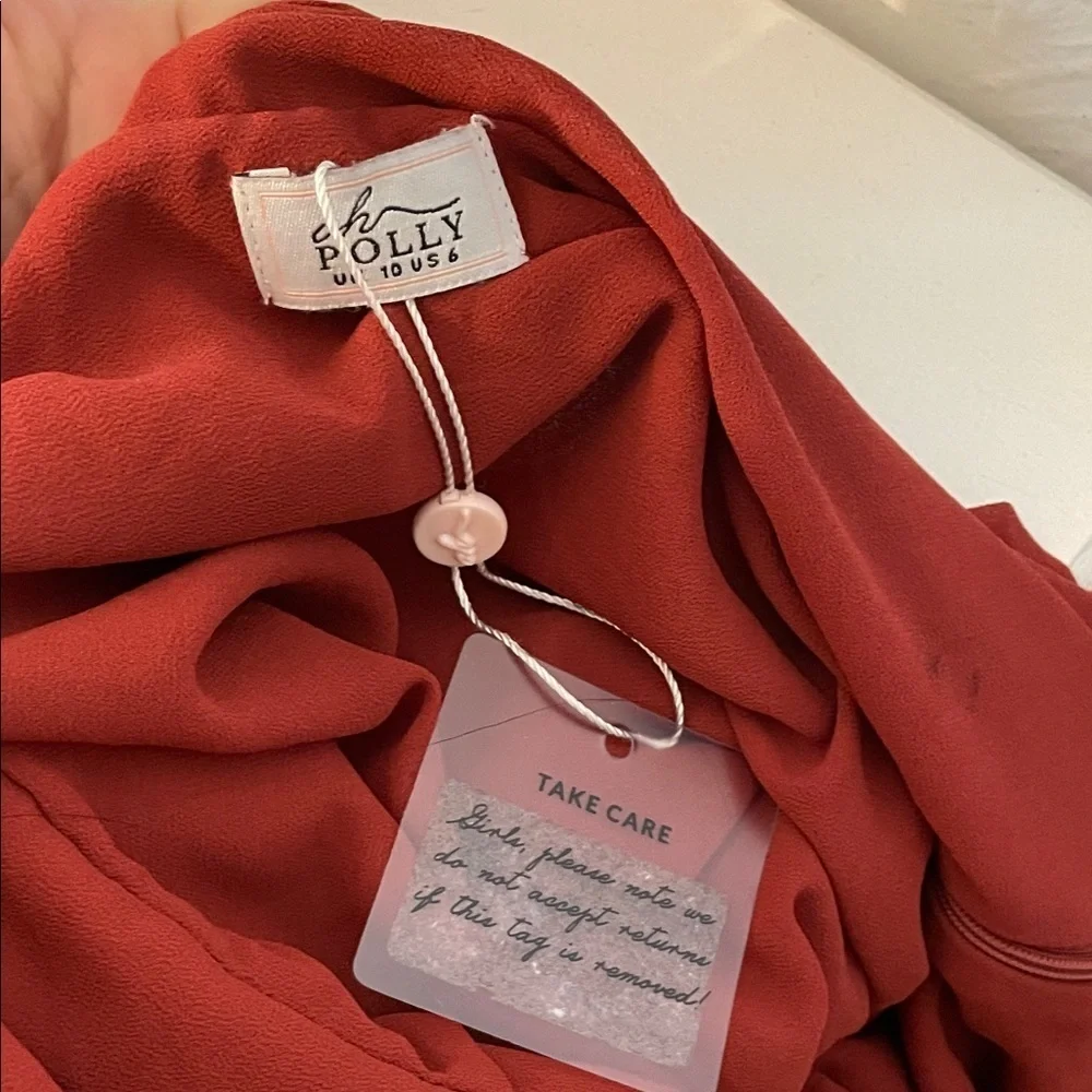 NWT Oh Polly Cowl Neck Backless Waterfall Skirt Mini Dress in Red Size 6